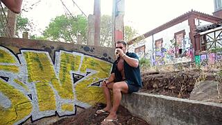 smoking a cigar while fucking her ass and licking pussy in public?