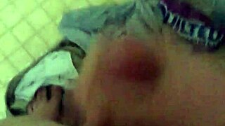 Guy jerks off in shower before bathing, cumming hard.