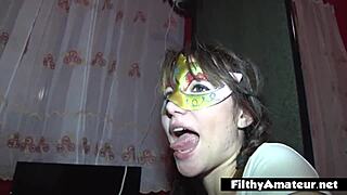Teen swallows cum from condoms after double penetration in drunken amateur orgy