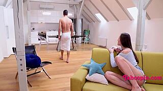step siblings squabble in sandwich turning to tangle