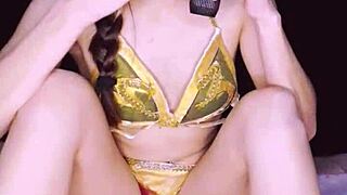 bonneyuwu dances as leia in star wars cosplay, looking cute and sexy