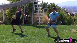 chubby swinger couple joins orgy with other couples for wild group sex