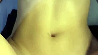 Cumming On Her Belly While Riding In Cowgirl Position