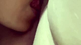 Licking mature housewife's pussy intensely.