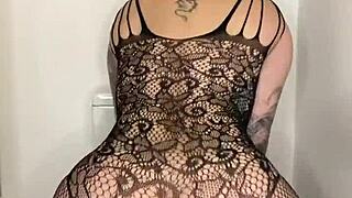 paige in fishnets takes bbc dildo 😈