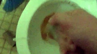 Guy jerks off in shower before bathing, cumming hard.