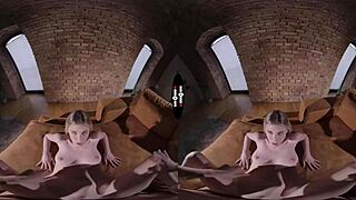 bride gives blowjob in dark room vr wedding scene