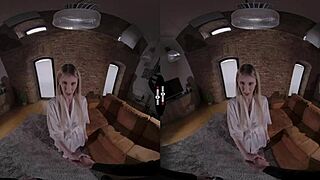 bride gives blowjob in dark room vr wedding scene
