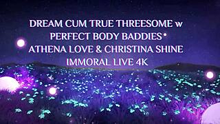 Athena and Christina are sharing Dean Van Damme's cock in a wild threesome.