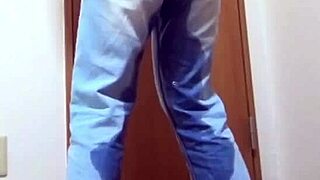 Girl pees jeans while bro uses bathroom