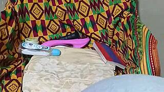 petite ghanian girl enjoys solo anal play at home