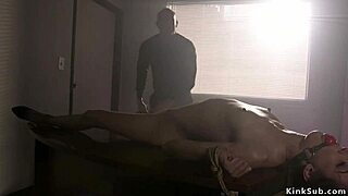 lawyer ties slim brunette for whipping and gagging