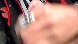 Handsome guy masturbating in a French train – sexy and risky.