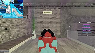 demon interacts with huge futa character in a neutral encounter