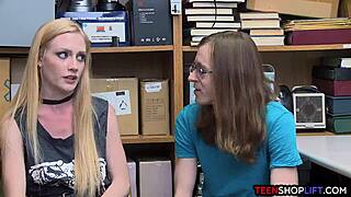 Young couple gets caught fucking in the store by a mall cop, oh no!