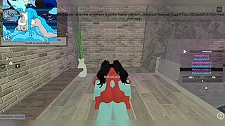 demon interacts with huge futa character in a neutral encounter