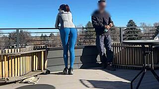 redhead slut gives fast handjob blowjob while boyfriend waits