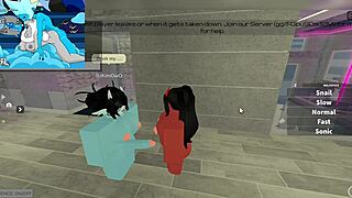 demon interacts with huge futa character in a neutral encounter