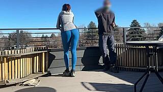 redhead slut gives fast handjob blowjob while boyfriend waits