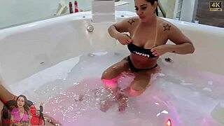 feeling excited as he fucks me in the bathtub in front of my cuckold