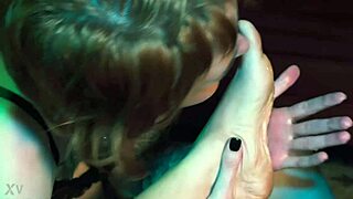 feet with honey taste sucking