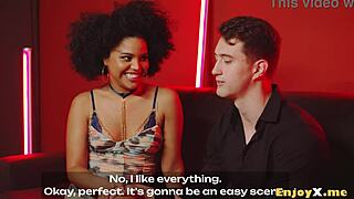 Spanish couple in interracial union with rough sex and blowjob