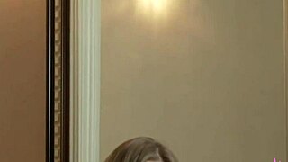 oiled up 19yo cutie bailey rubs her sweet cunt in front of the mirror