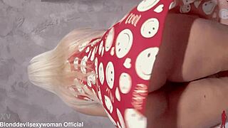 horny latina blonde shows off her big ass and hairy pussy in tight dress