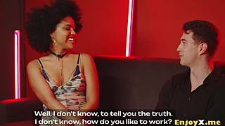 Spanish couple in interracial union with rough sex and blowjob