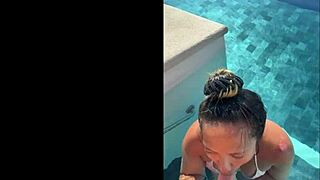 Friends give public blowjob at infinity pool in Costa Rica