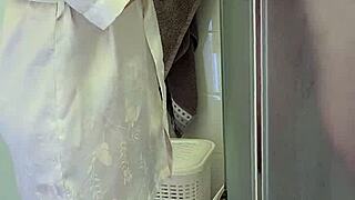 Stepmom helped her son in the shower with big tits and cum 😏