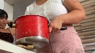 I Called My Friend with the Big Pussy to Help Me with Lunch Flashing