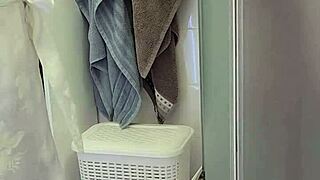 Stepmom helped her son in the shower with big tits and cum 😏