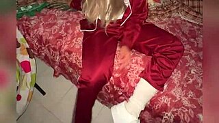 Skinny blonde babe in uniform takes huge dick from cute young guy