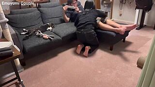 Beautiful wife in passionate sex with husband, voyeur hidden camera captures intense orgasm and creampie