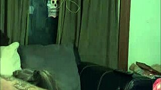 black couples play with crotchless blindfold handcuffs and dildo