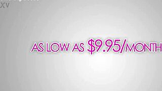 the blonde woman ties her super saggy tits tightly