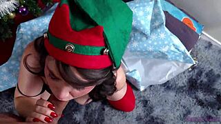 santas slutty elf returns, waited 12 months for this dick blowjob