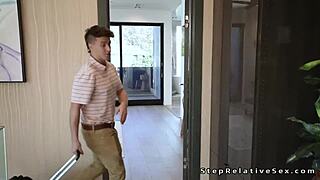 Big Cock Guy Welcomes And Fucks Stepcousin In The Bathroom
