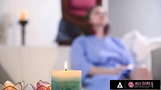 All girl massage where sexy ebony Jezabel Vessir gives a tits and pussy massage to a hot girl.