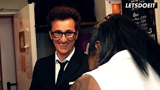 big tits brunette barbara bieber seduced and fucked by businessman - horny hostel