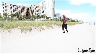 Sara Jay relaxes in lingerie at the beach