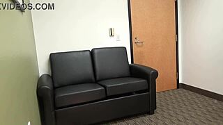 Carrie B chokes and sucks cock during casting interview