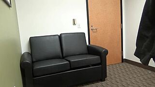 Carrie B chokes and sucks cock during casting interview