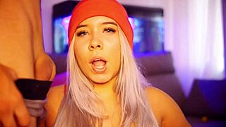 this blonde latina babe sucks cock daily until her mouth overflows with cum