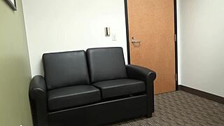 Carrie B chokes and sucks cock during casting interview
