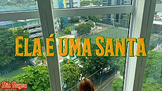 She acts like a saint while her husband watches her suck that big black cock.