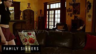 Stepfather says, 'I found you masturbating to my videos, let me demonstrate.'