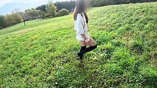 Babe Strips Naked In Nature, Neighbors Watch Dripping Pussy