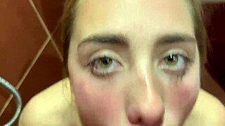 deepthroat puke and pee in the shower with sloppy fucking and choking